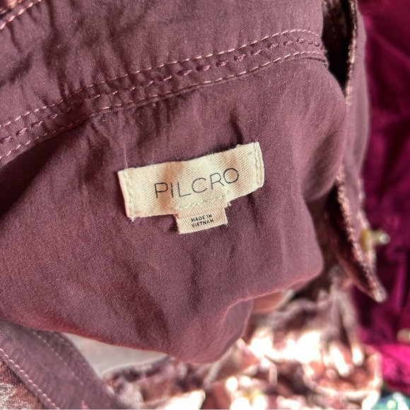 Anthropologie Pilcro Velvet pink Snake Print Button-Down Shirt with pockets - Picture 7 of 7